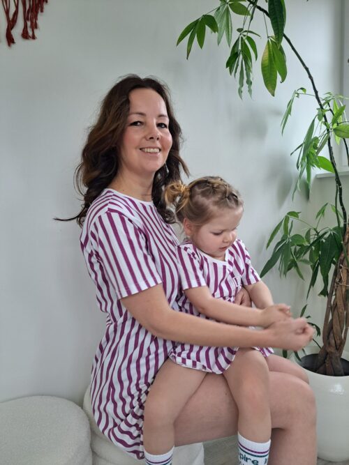 iBY Stripes paars t-shirtjurk dames