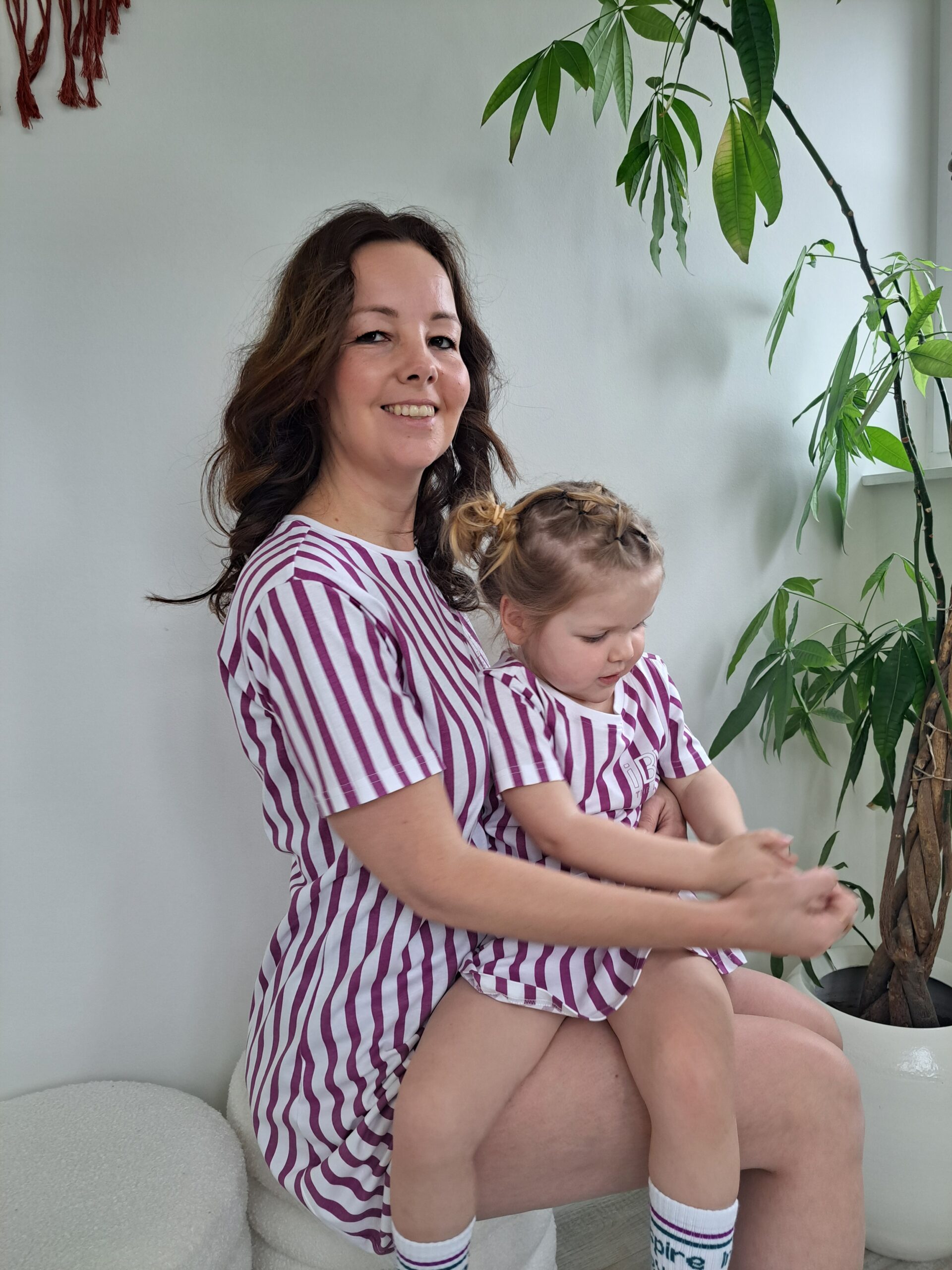 iBY Stripes paars t-shirtjurk dames