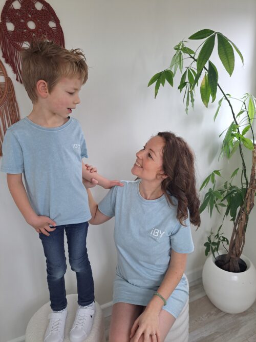 iBY Washed blauw dames t-shirtjurk