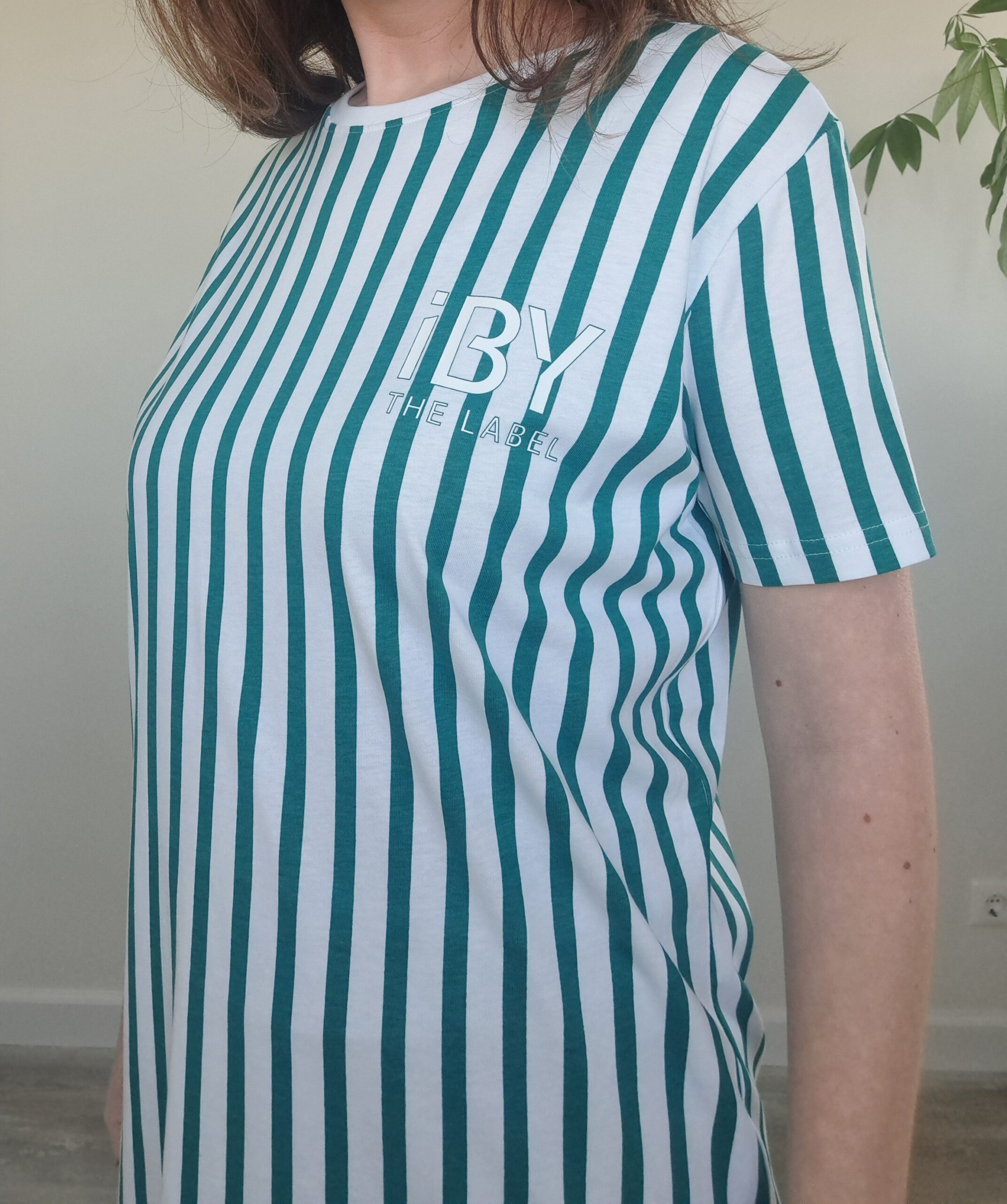 iBY Stripes groen t-shirtjurk dames