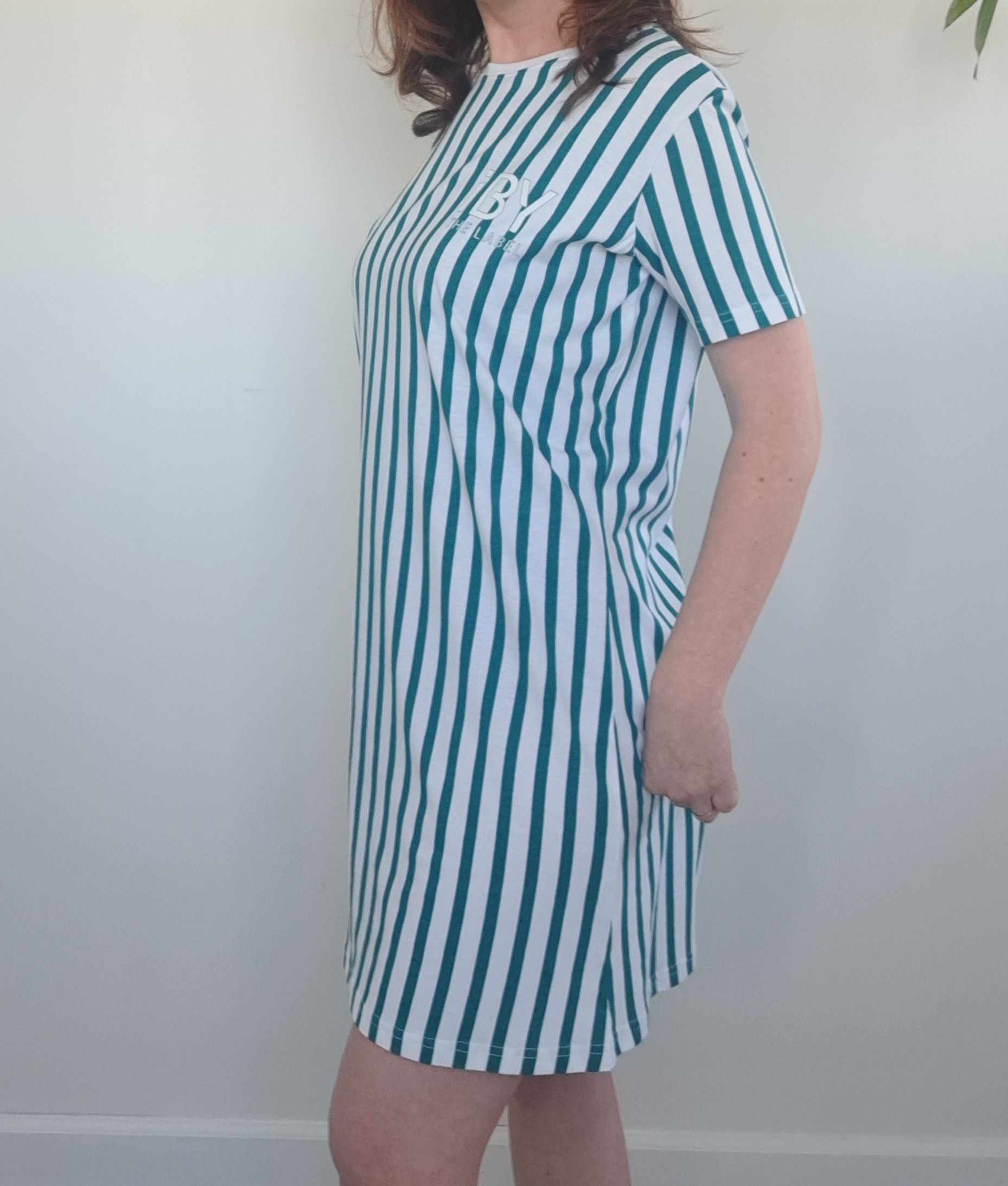 iBY Stripes groen t-shirtjurk dames