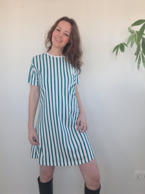 iBY Stripes groen t-shirtjurk dames