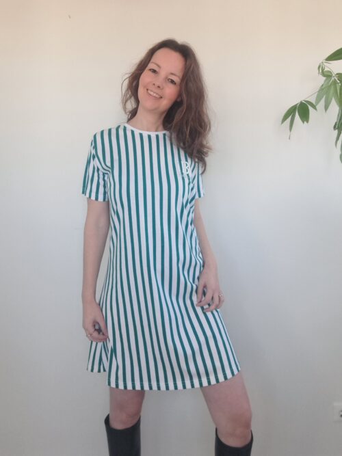 iBY Stripes groen t-shirtjurk dames