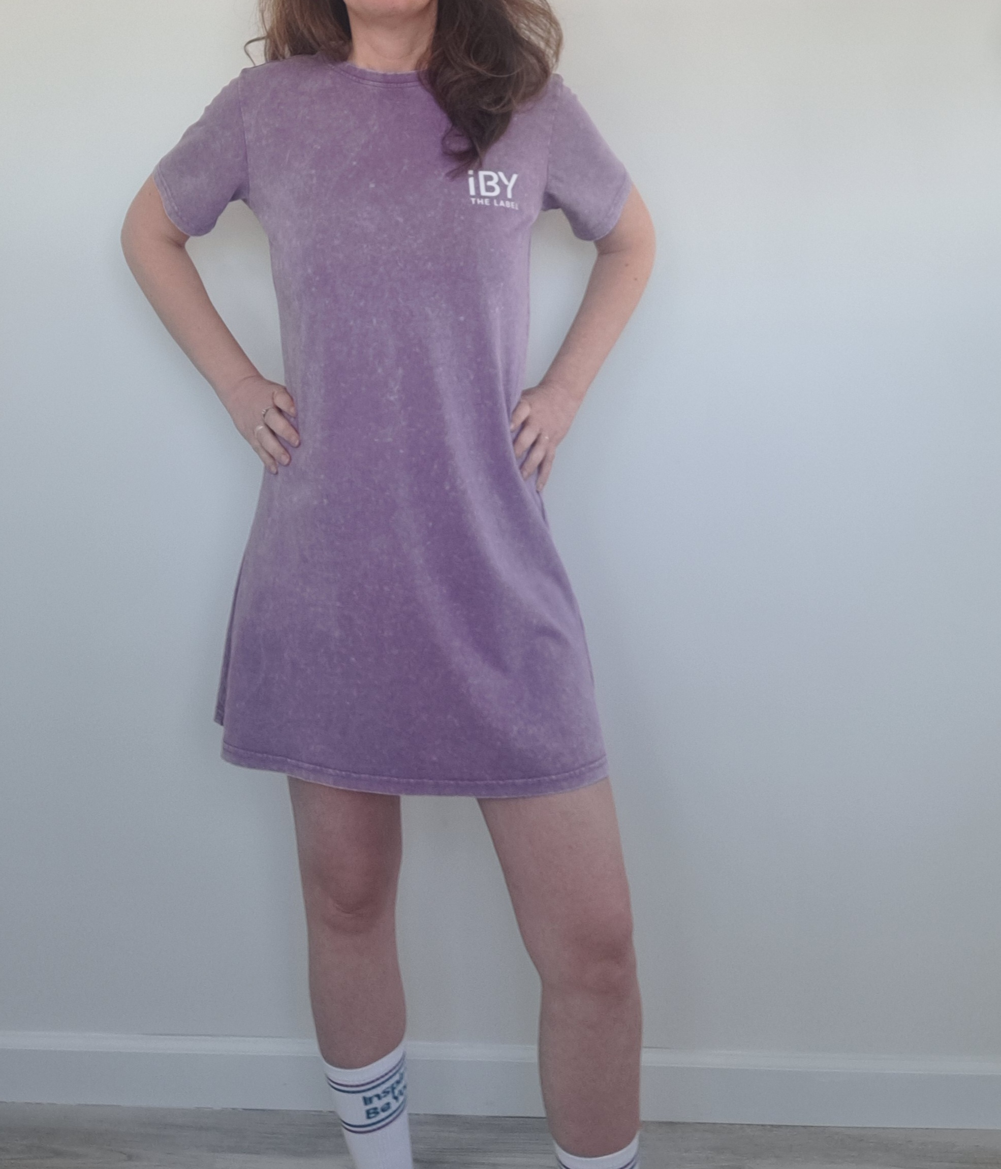 iBY Washed paars dames t-shirtjurk