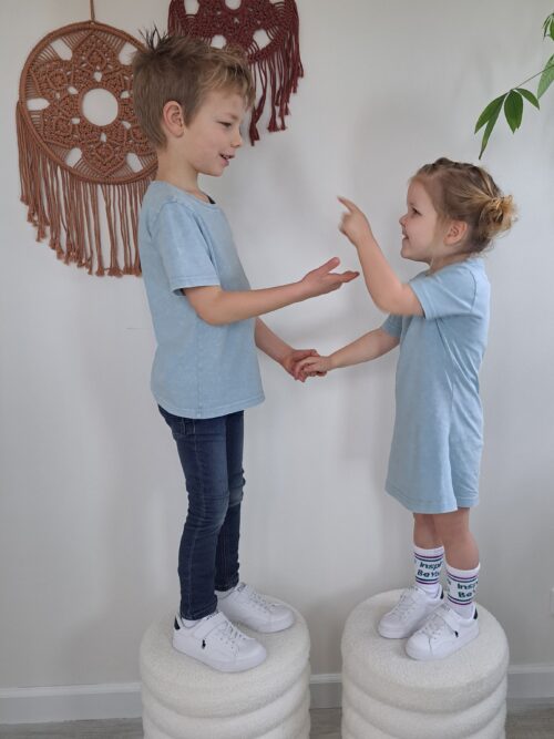 iBY washed blauw t-shirtjurk meisjes